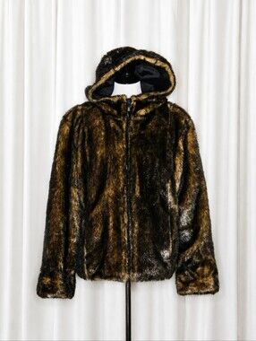 Braetan Reversible Faux Fur Mink Look Black Water Resistant Zip Up Hooded Jacket